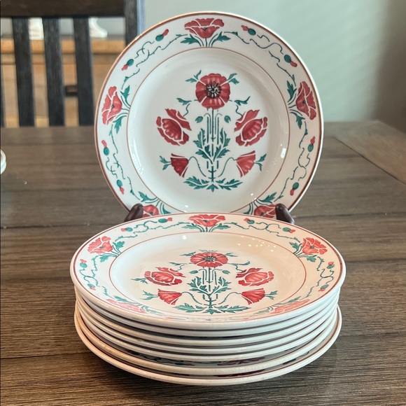 Villeroy & Boch Other - ANTIQUE Villeroy & Boch Dresden Saxony Red Poppy Bread & Butter Plates (8)